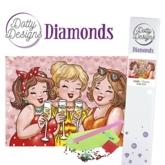 Dotty design diamond painting 42x29,7cm: bubbly girls cheers